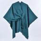 Women Spring Scarf Shawl All Match Solid Color Four Seasons Imitation Cashmere Split Cloak