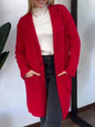 Women Autumn Winter Collared Long Sleeve Knitted Woolen Coat