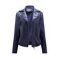 Short Spring Autumn Leather Women European Size Slim Collared Motorcycle Clothing Oblique Zipper Jacket Women Coat