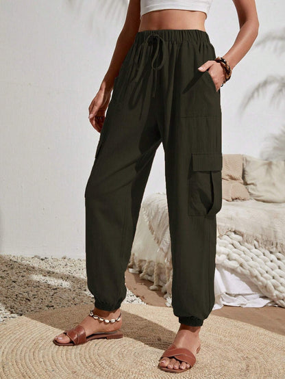 Cargo Women Clothing Spring Summer Solid Color Pocket Casual Cargo Women Pants