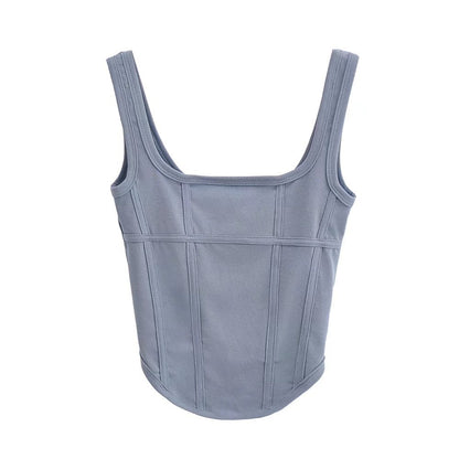 Curved Hem Exposed cropped Sexy Niche Design All-Match Summer Wear Sexy Boning Corset Boning Corset Camisole