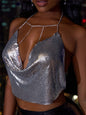 Night Club Slip Metal Sexy Backless Chain Vest Female