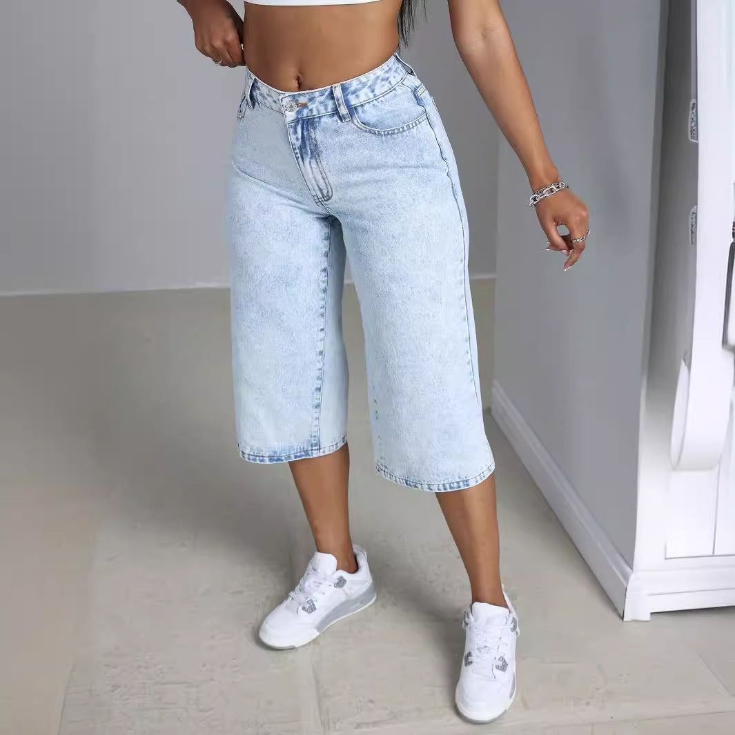 Women Clothing Loose Slimming Denim Shorts