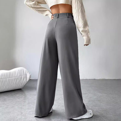 Pants High Waist Wide Leg Pants Women Draping Effect Straight Casual Slimming Simple Mopping Work Pant