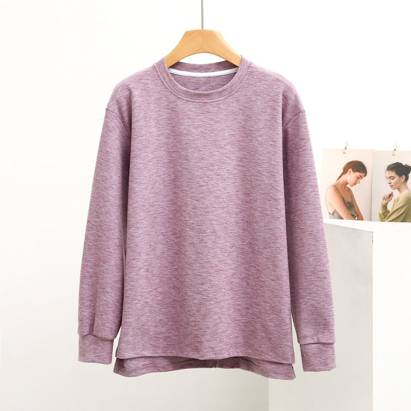 Women Colorful Dralon Pullover Top Round Neck Front Short Back Long Sweater Coat Autumn Winter