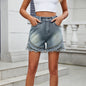 Summer Washed Casual Denim Rivet Frayed Shorts