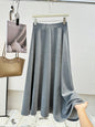 Women Mid Length Knitted Skirt Autumn High Waist A line Sheath Skirt Slimming Casual Skirt