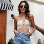 Solid Color Slim Fit Knit Tube Top Lace-up Sexy Top Knitted Halter Wrapped Chest