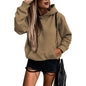 Autumn Winter Solid Color Pocket Hooded  for Women All Matching Long Sleeve Top