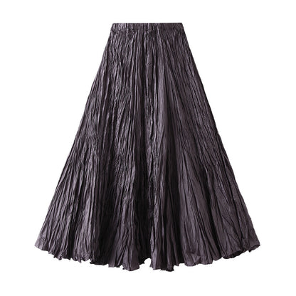 Spring Adult Lady like Woman High Grade Pleated Skirt Loose Slimming Expansion Skirt Casual All Matching A line Skirt