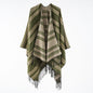 Women Autumn Winter Shawl Simple Cashmere Tassel Split Scarf Cape