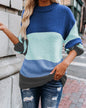 Autumn Winter Women Knitwear Stylish Loose plus Size round Neck Striped Sweater for Women