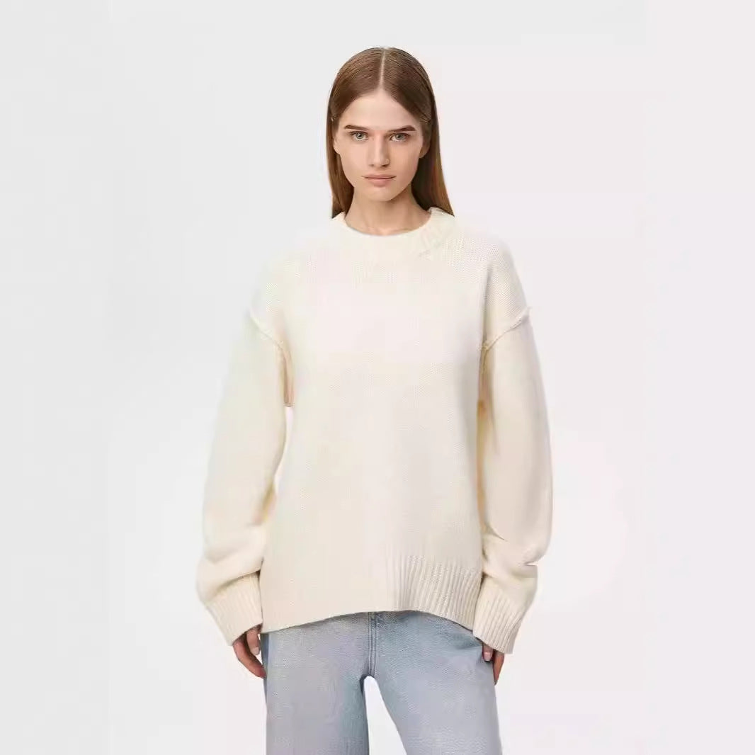 Knitted Russian Popular Autumn Winter round Neck Sweater Loose