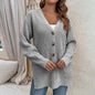 Autumn Winter Hollow Out Cutout Cardigan Sweater Women Button Slit Knit Sweater Coat