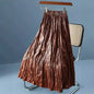 Autumn Pleated High Waist Skirt Women Clothing Leather Skirt Long Pleated A line Skirt