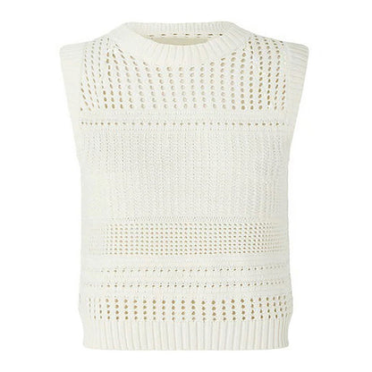 Summer Hollow Out Cutout Top Socialite Short Internet Vest Sleeveless Knitwear Women