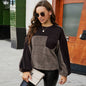 Autumn Neck Long Sleeved Sweater Casual Loose Furry Plush Colored Pullover