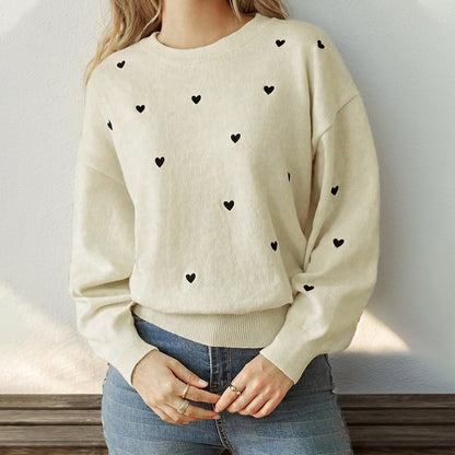 Fall Women Clothing Valentine Day Love round Neck Sweater for Women