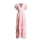 French Vintage Court Spring Flying Sleeves Hollow Out Cutout Lace Design Long Tiered Dress Women