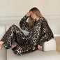 Leopard Print Printed Loose Long Sleeves Comfortable Trousers Two Piece Ladies Homewear