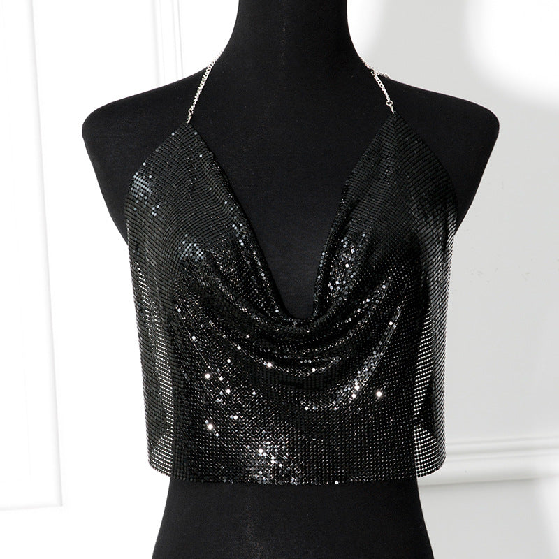 Women Clothing Rhinestone Rhinestone Vest Sexy Party Nightclub Sexy Suit Rhinestone Top Sling