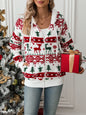 Autumn Winter Women Clothing Long Sleeved Cardigan Christmas Printed Plush Coat