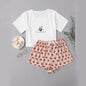 Home Wear  Panda Printing Cropped Short Sleeve Top Shorts Two Piece Set Pajamas Suit Pajamas