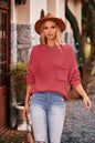 Winter Batwing Sleeve Small Turtleneck Sweater Solid Color Pocket Pullover Sweater Women