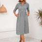 Loose Casual Mid Length Plaid Collared Shirt Dress Women