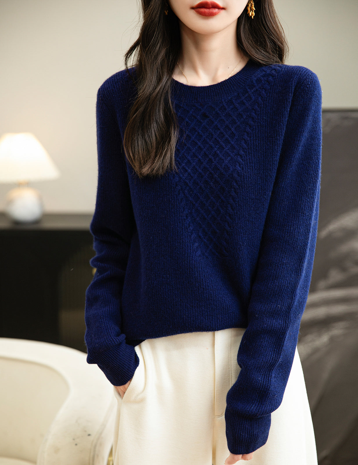 Belinda Woman Crewneck Long Sleeve Knit Sweater