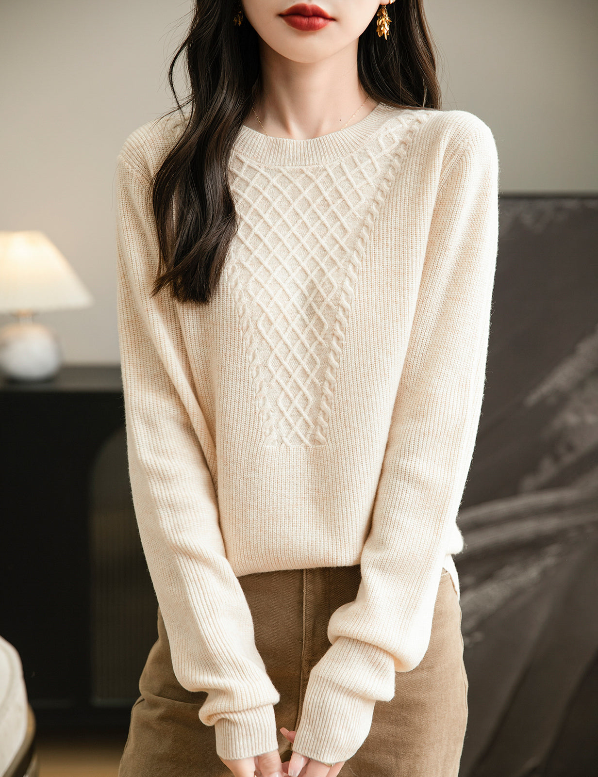 Belinda Woman Crewneck Long Sleeve Knit Sweater