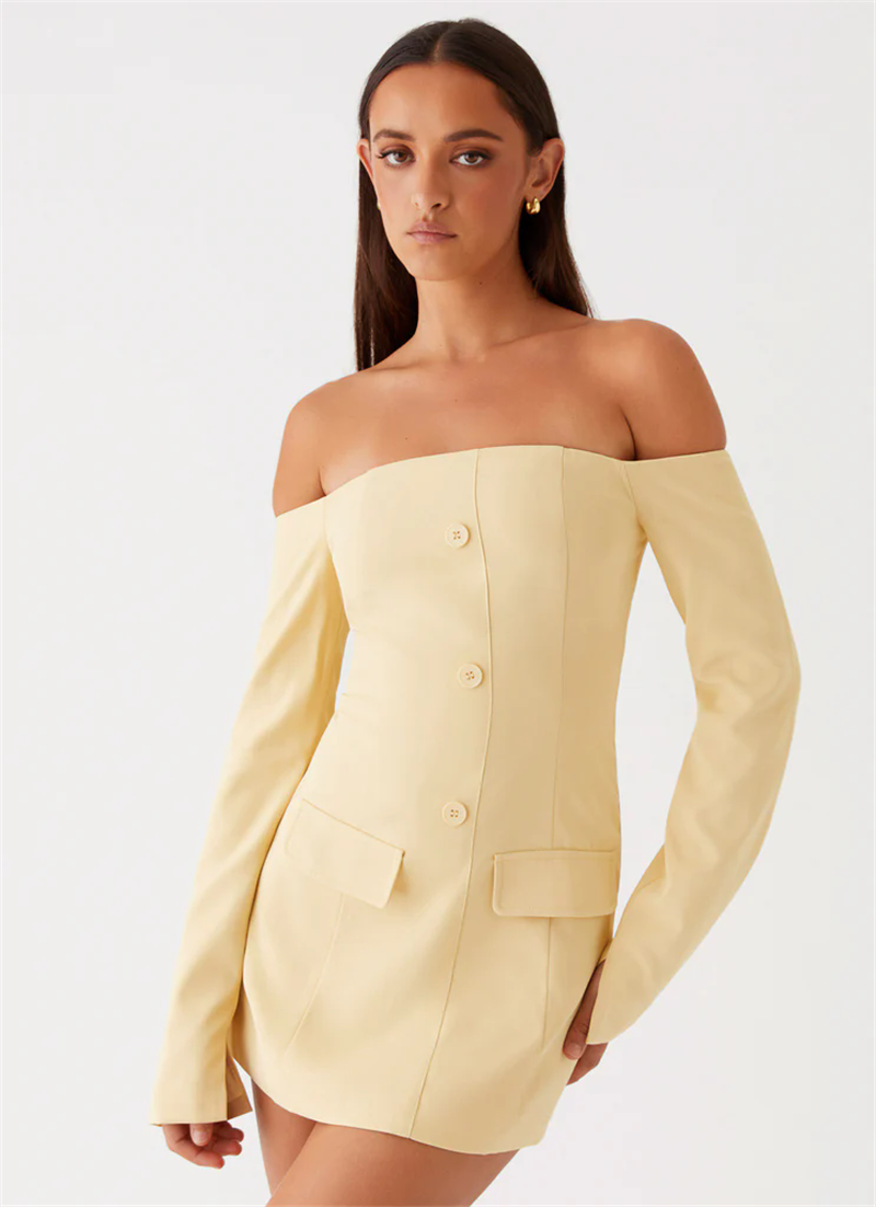 Evelyn Strapless Long Sleeve Sexy Mini Blazer Dress