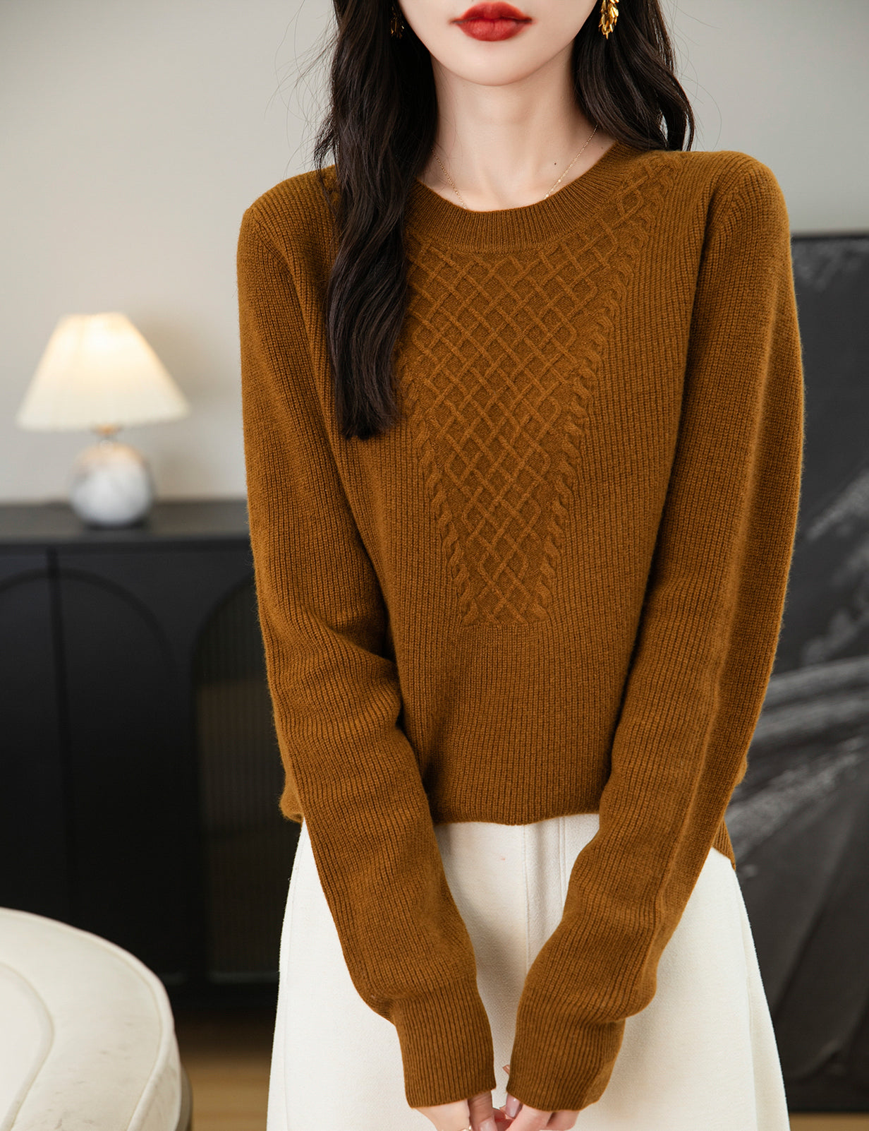 Belinda Woman Crewneck Long Sleeve Knit Sweater