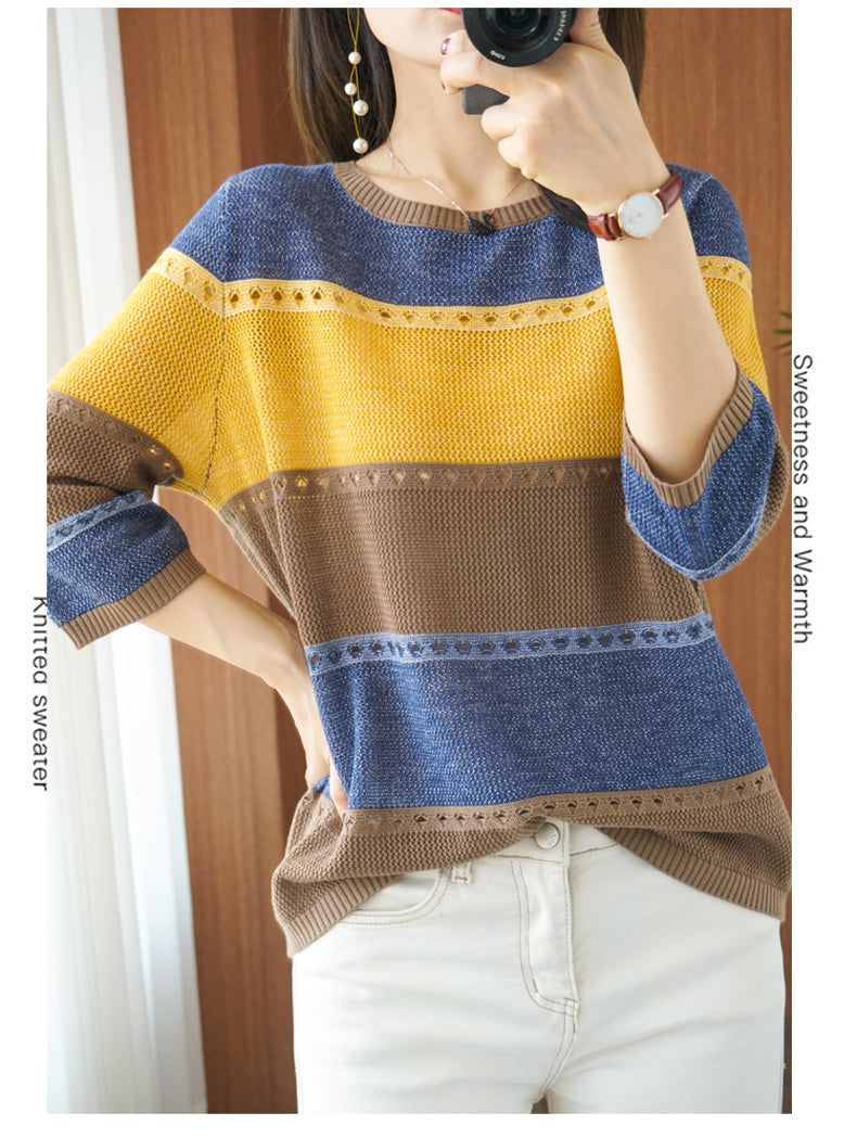 Tina Women Knitted Short Sleeve Sweater