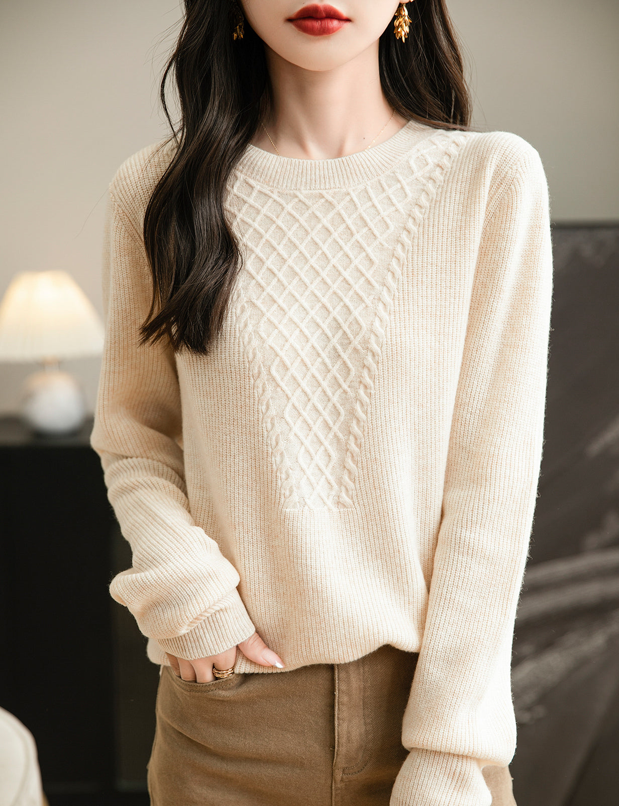 Belinda Woman Crewneck Long Sleeve Knit Sweater