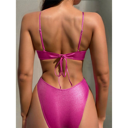 Claire Glitter Sparkling Wrinkled Strappy Bikini