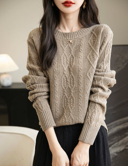 Candice Woman Vintage Soft Long Sleeve Knitted Sweater