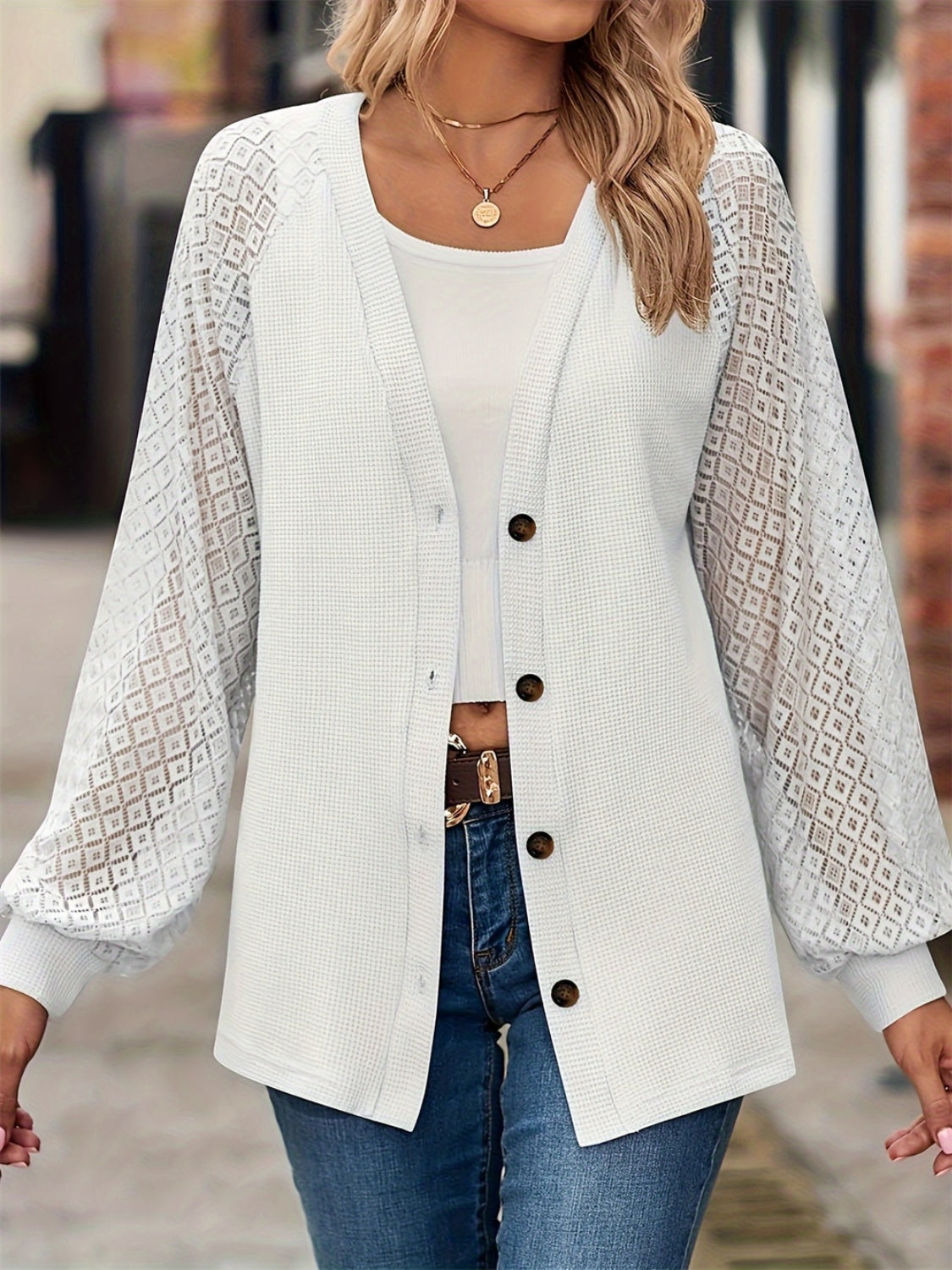 Button Up V-Neck Long Sleeve Outerwear