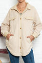 Apricot Button Up Fleece Jacket with Flap Pockets