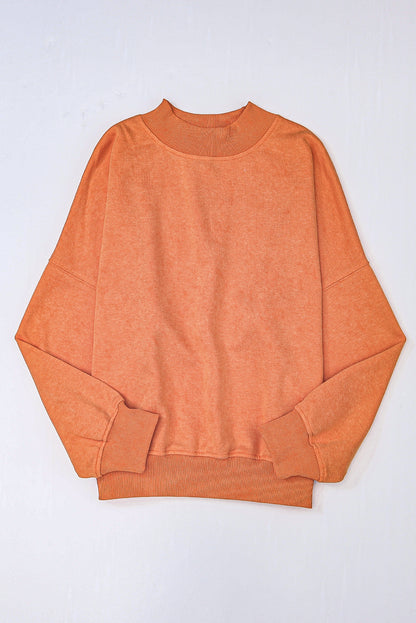 Green Light Plain Washed Drop Shoulder Pullover Sweatshirt