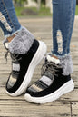 Chestnut Striped Raw Hem Patchwork Lace Up Sneakers