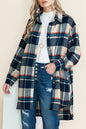 Apricot Plaid Pockets Mid-Length Shacket