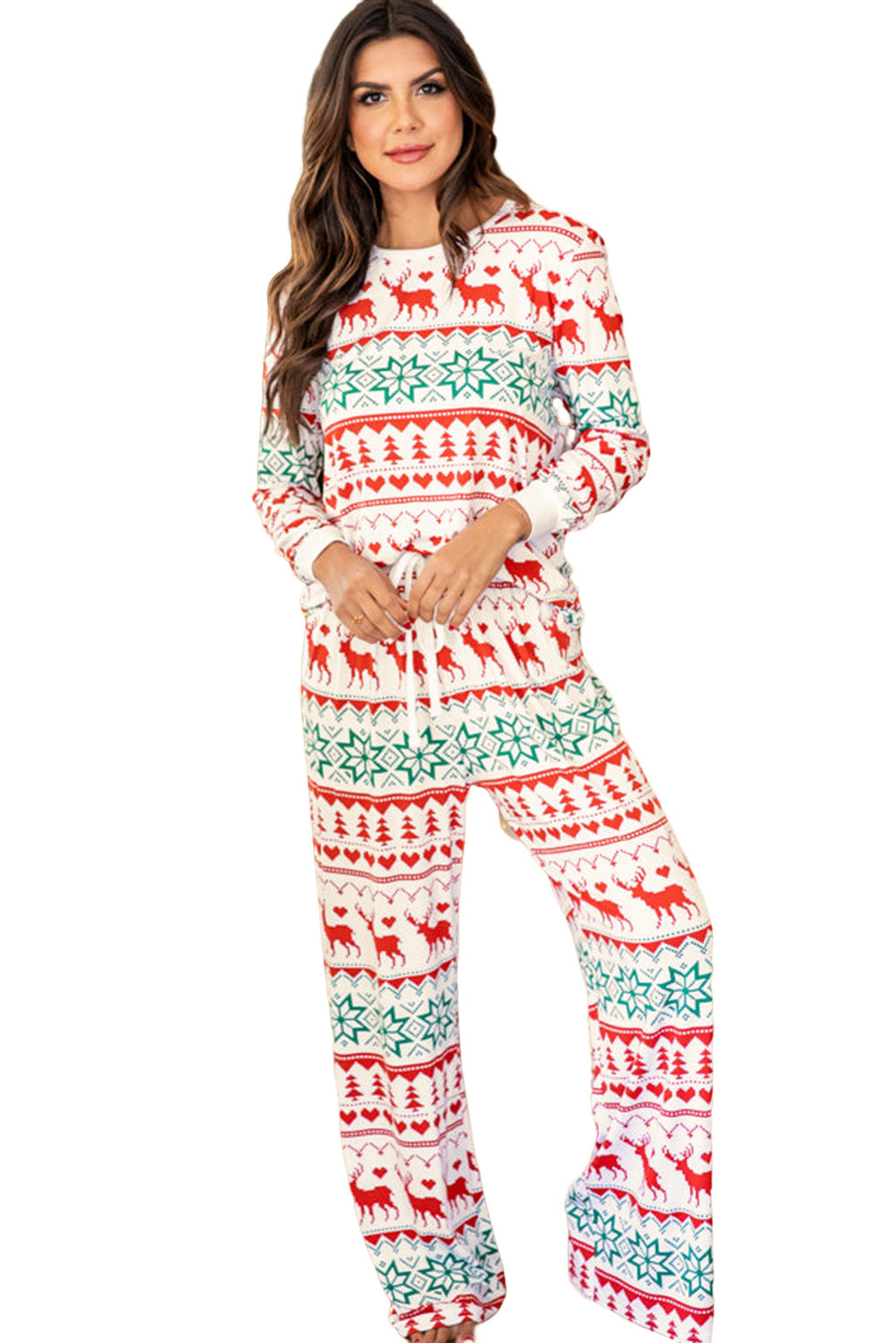 White Christmas Pullover and Drawstring Pants Pajama Set