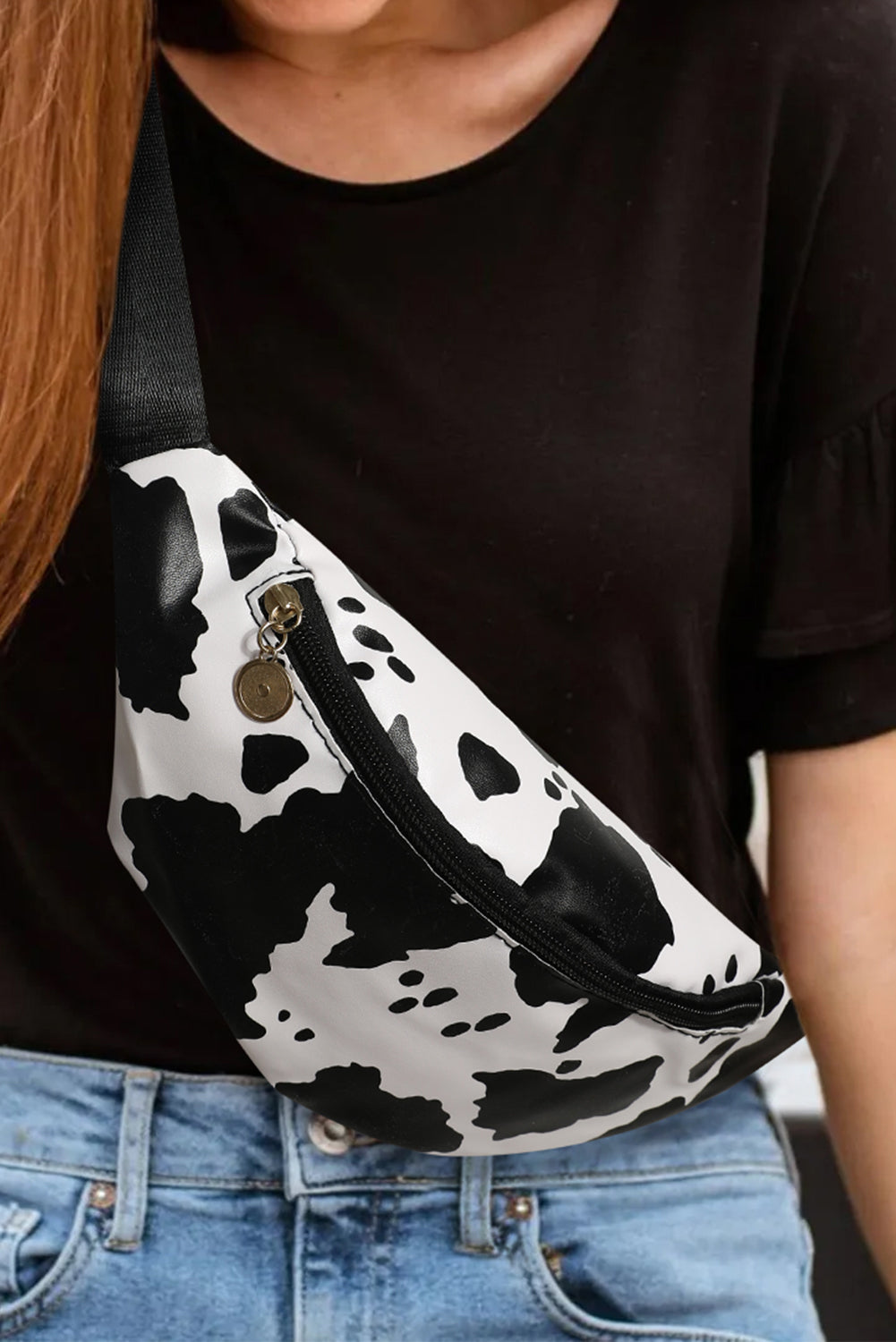 Animal Spots Printed Zipped Crossbody Bag