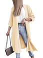 Slit Open Front Roll-Tab Sleeve Trench Coat