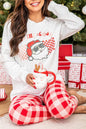 Multicolor Christmas Santa Graphic Top and Plaid Pants Pajama Set