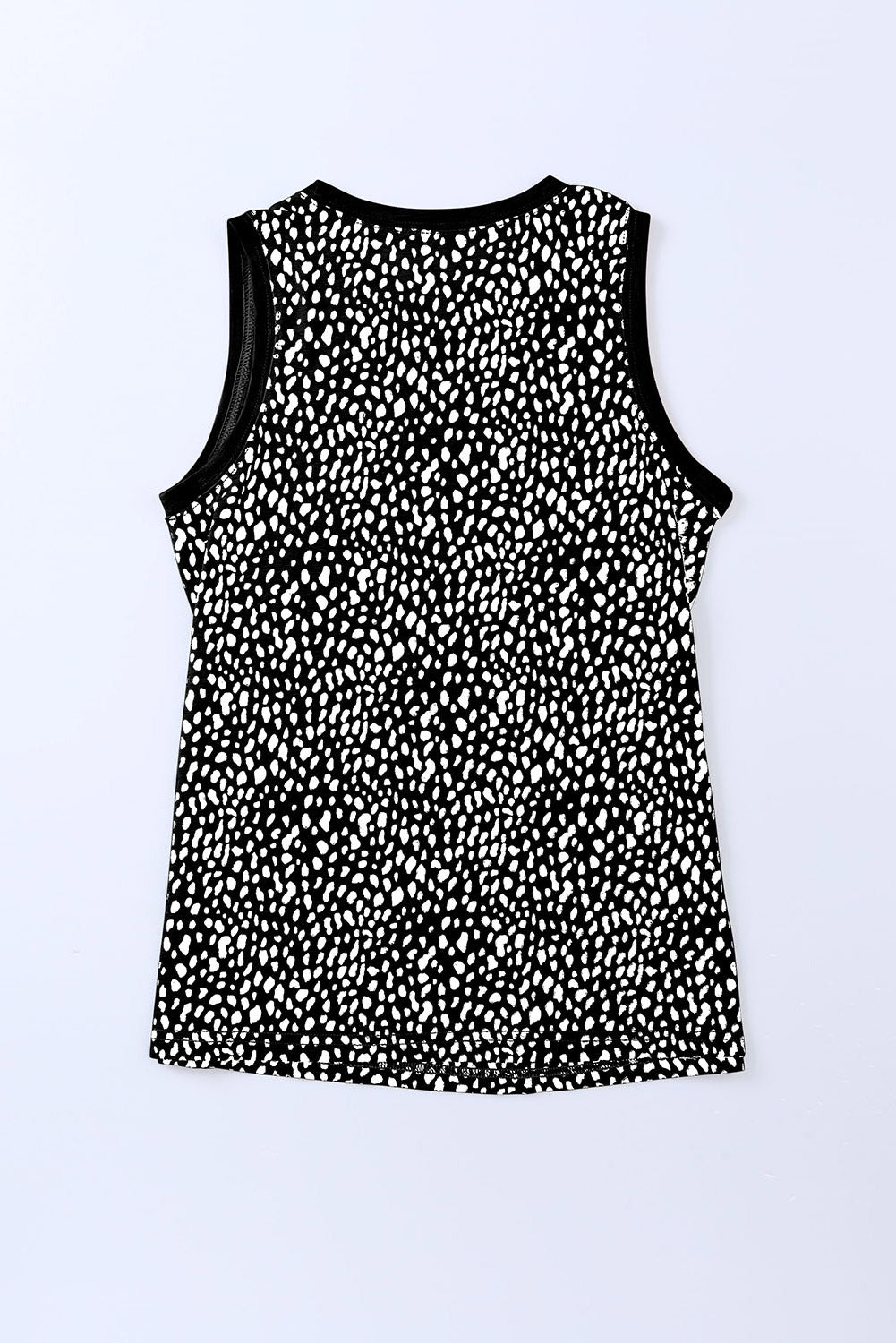 Leopard Contrast Trim Casual Round Neck Tank Top