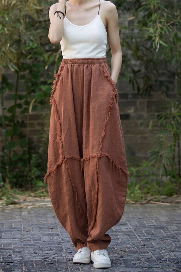 Valerie Woman Linen Baggy Cargo Pants