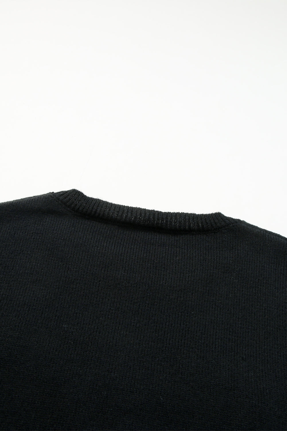 Black Holly Jolly Round Neck Casual Sweater