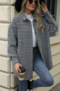 Houndstooth Button Up Dropped Shoulder Coat